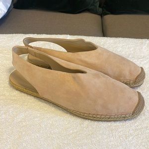 Suede Espadrille sling back flats